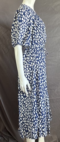 Vestido Reformation Midi True Wrap Azul Blanco Estampado 3XL Plus Corbata Smocking Bueno - Imagen 4 de 17