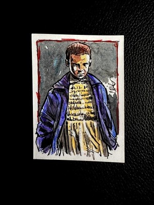 STRANGER THINGS/ELLE ORIGINAL PAINTED/SIGNED ONE OF A KIND SKETCHCARD!