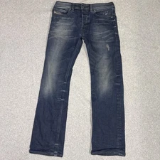 Diesel Safado Jeans Mens 29x30 Blue Wash 0838D Stretch Slim Straight Distressed