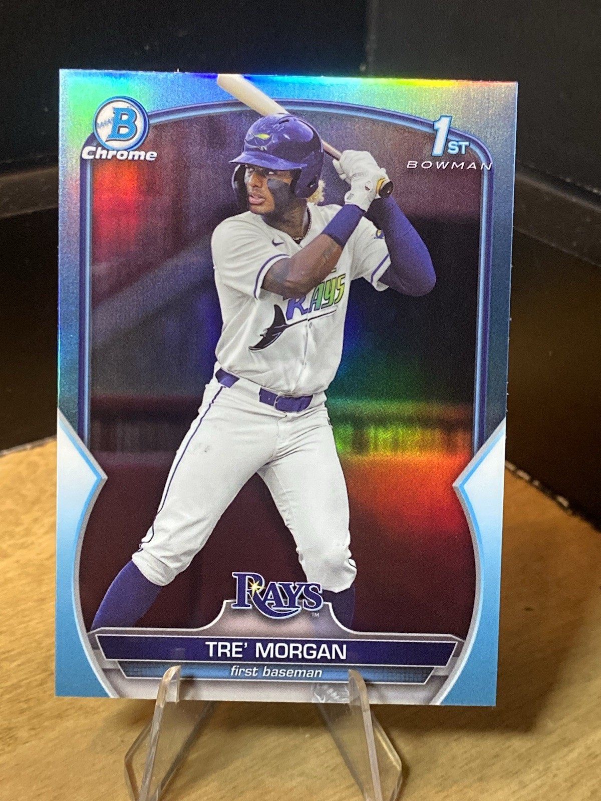 Tre' Morgan 2023 Bowman Draft 1st Chrome Sky Blue Refractor #BDC-199 Rays