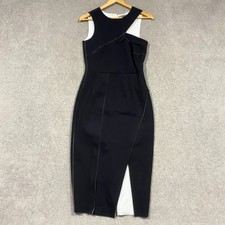 Country Road Dress XS Black White Asymmetric Cut Out Split Viscose Stretch