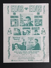 Elvis For Christmas Radio Promo Flyer / 1967 / William Morris / Colonel Parker 
