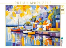 CALVENDO Puzzle Boote im Hafen bei Abendsonne  1000 Teile Lege-Gr  e 64x48cm Fo