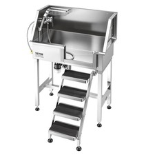 34" Pet Washing Sink: Stainless, Hot/Cold Faucet, 3-Setting Shower, Easy-Clean