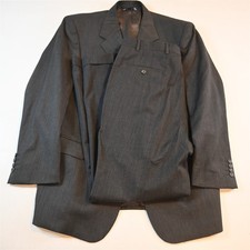 Vtg Italy Cezani Y2K Boxy 2000s 44R 38x32 Gray 100 Wool Mens Jacket Pants Suit
