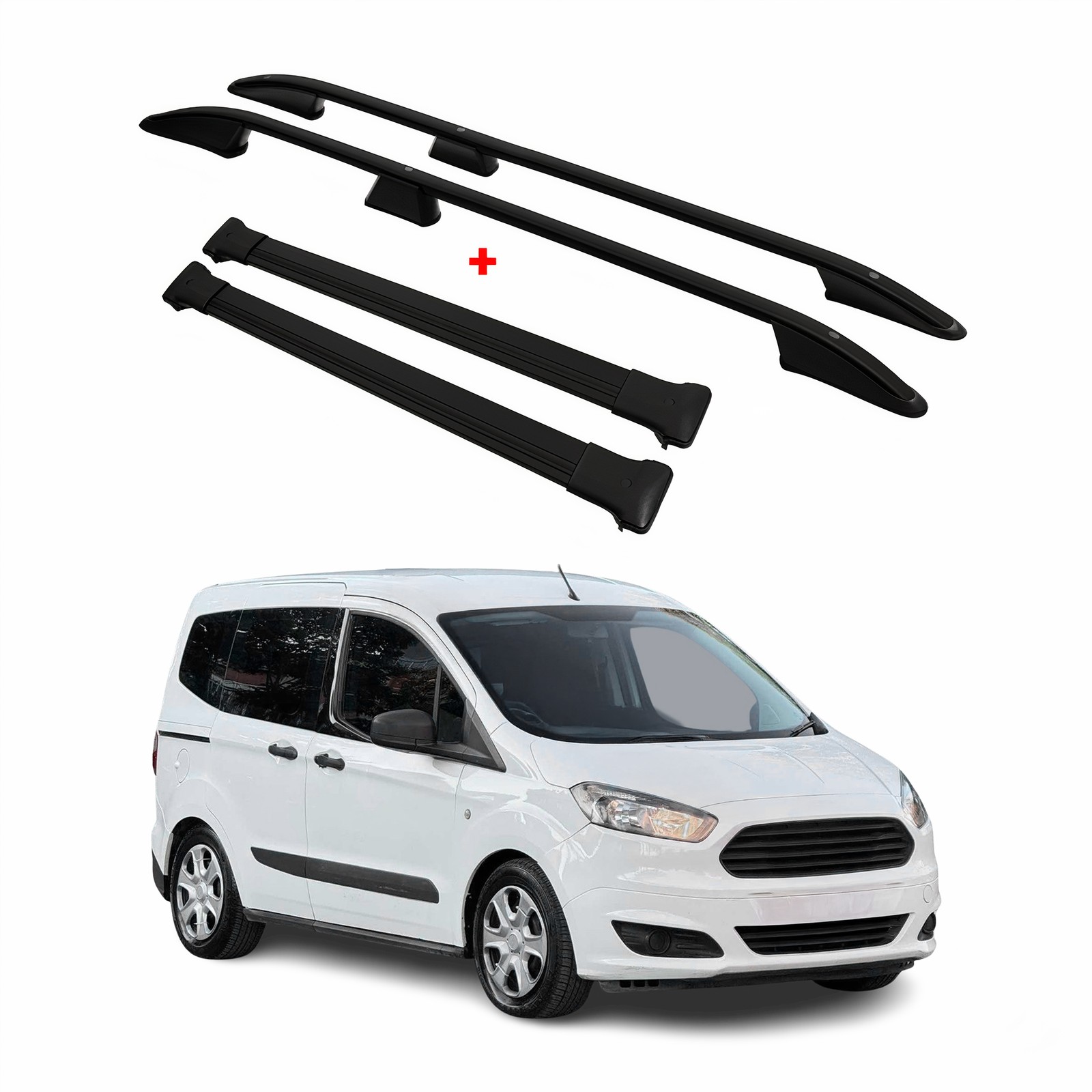 Barres de Toit en Alu Noir Haut de Gamme pour Ford Transit Courier 2012-2024