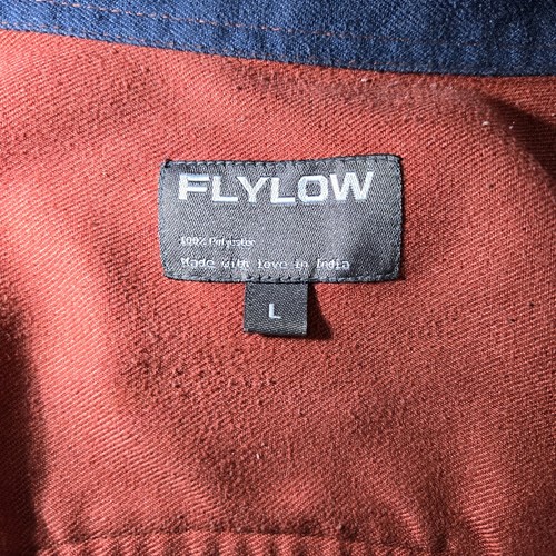 Camicia FlyLow Manubrio Flanella Manica Lunga Rosso Ruggine Bottoni Snap Taglia Large - Foto 4 di 4