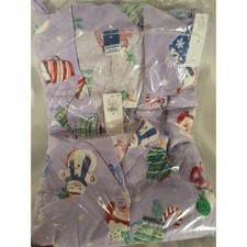 Old Navy Womens Flannel Pajama Set M Purple Christmas Santa Snowman 2 Piece NEW