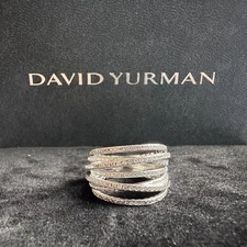 David Yurman Diamond Sterling Silver Twisted Cable Ring Size 8