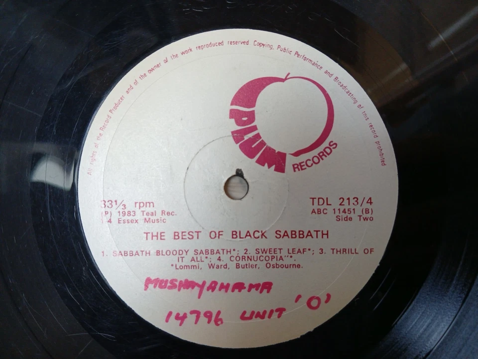 Black Sabbath RARE Zimbabwe Press Best 2 LP Plum Maiden Ozzy Priest Led AC/DC - Image 4 of 4