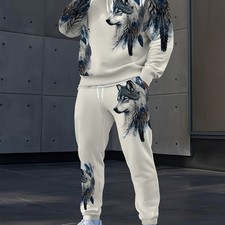 Autumn and Winter Animal Wolf Pattern Full Body Digital Printing Men's Suit Spor