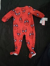 NWT Spider-man Boy's Superhero Print Red Fleece Footed Pajama Sleeper 18M