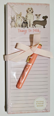 Heatherlee Chan ''THINGS TO FETCH'' DOGS 10''x4'' 100 Sheets Magnetic Notepad & Pen