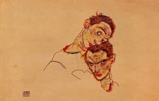 Egon Schiele Double Self Portrait 1915 17"x 22" Archival Art Print