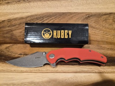 Kubey Ceto Folding Knife Red G10 Handle D2