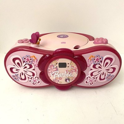Vintage Barbie Blossom AM/FM Radio CD Boombox Pink Flowers RADIO WORKS / NO CD