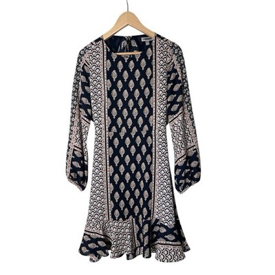 chelsea28 open back dress Chelsea28 Navy Sapphire Patchwork Ruffle Open