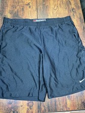 VTG Nike Team Mesh Basketball Shorts Men 2XL Black Embroidered Swoosh Logo