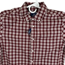 George Mens Long Sleeve Poplin Shirt Heritage Russet Gingham Stretch Small NEW