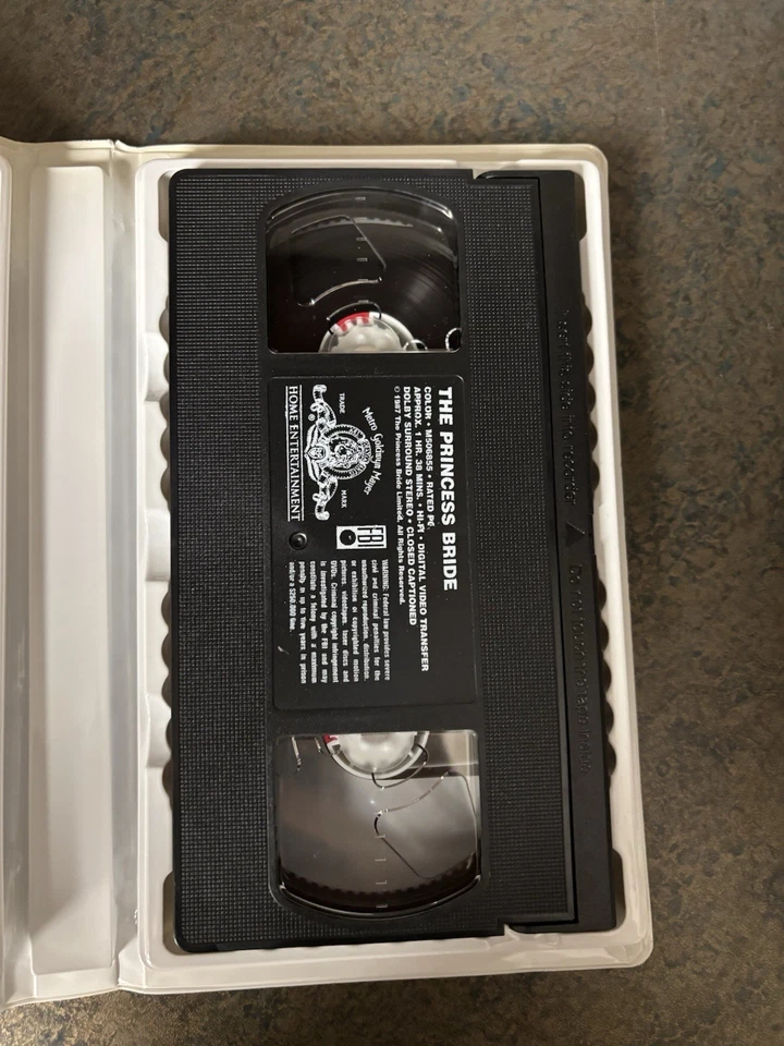 The Princess Bride (1987) 1998 VHS Clamshell Case Rob Reiner Robin Wright MGM Foto 3 de 3