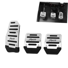 Car Pedal Pads, Thickened Brake Throttle Clutch Foot Pedal Set, 3 PCS Silver