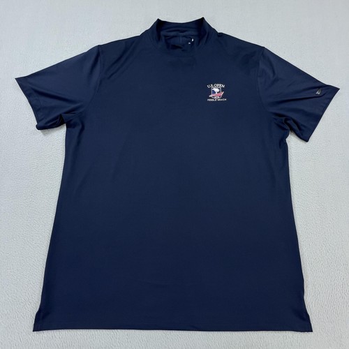 U.S. Open Pebble Beach Golf Shirt Mens Large Tiger Woods Blue Nike Dri Fit 2019