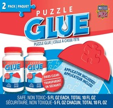 Puzzle Glue with Plastic Spreader - Quick Drying, Clear Finish, 2 Pack
