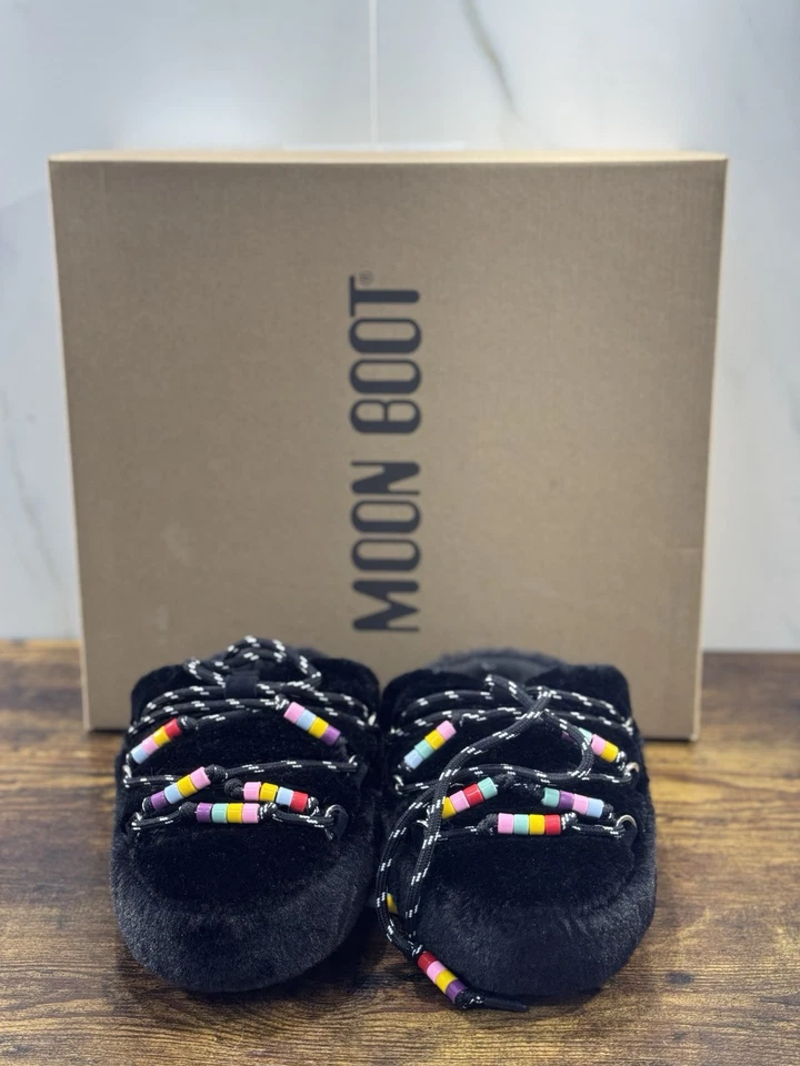 Moon Boot Mule Faux Fur Beads   Casual Icon Mountain Mule Nero 37/38 - Imagen 2 de 4