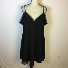 Lulus Absolutely Unforgettable Dress 1X Woman Plus Black Lace Trim Cold Shoulder