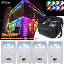 4Pcs Wireless Up Light 6x18W RGBWA UV Stage Par Light with WiFi APP Control Bag