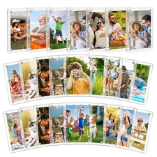 25 Packs Acrylic Magnetic Picture Frame for Refrigerator, Mini Wallet Size Pi...