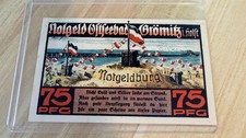 1921 Germany Grömitz Ostseebad Notgeld 75 Pfennig – Seaside Beach Scene “Notgeld