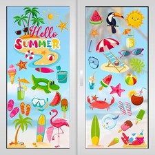 9 Sheets Window Clings, Double Sided Window Clings for Glass 79 Summer