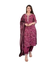 KLOSIA Women Viscose Printed Straight Kurta Pant With Dupatta