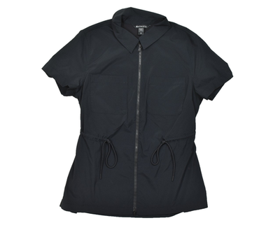 Athleta Black Zip Up Short Sleeve Utility Top Shirt Drawstring