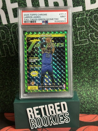 Lebron James 2025 Topps Chrome #TT-7 Tall Tales Green Geometric /99 Psa 9