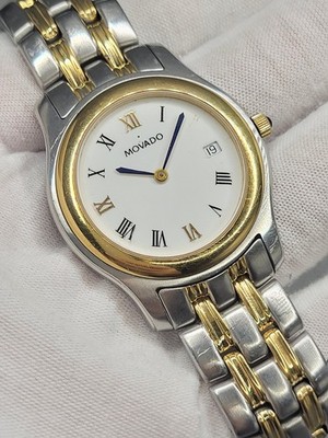 SWISS Movado Museum 81-E7-0895 Men's Quartz 35mm Enamel Dial Two Tone Watch