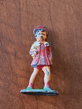 Barclay Die Cast Lead Metal Girl in red dress with doll