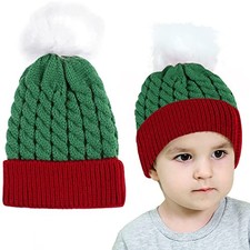 Christmas Knitted Hat for Baby, Xmas Baby Knit Hat for Children: 0 to 3 Green