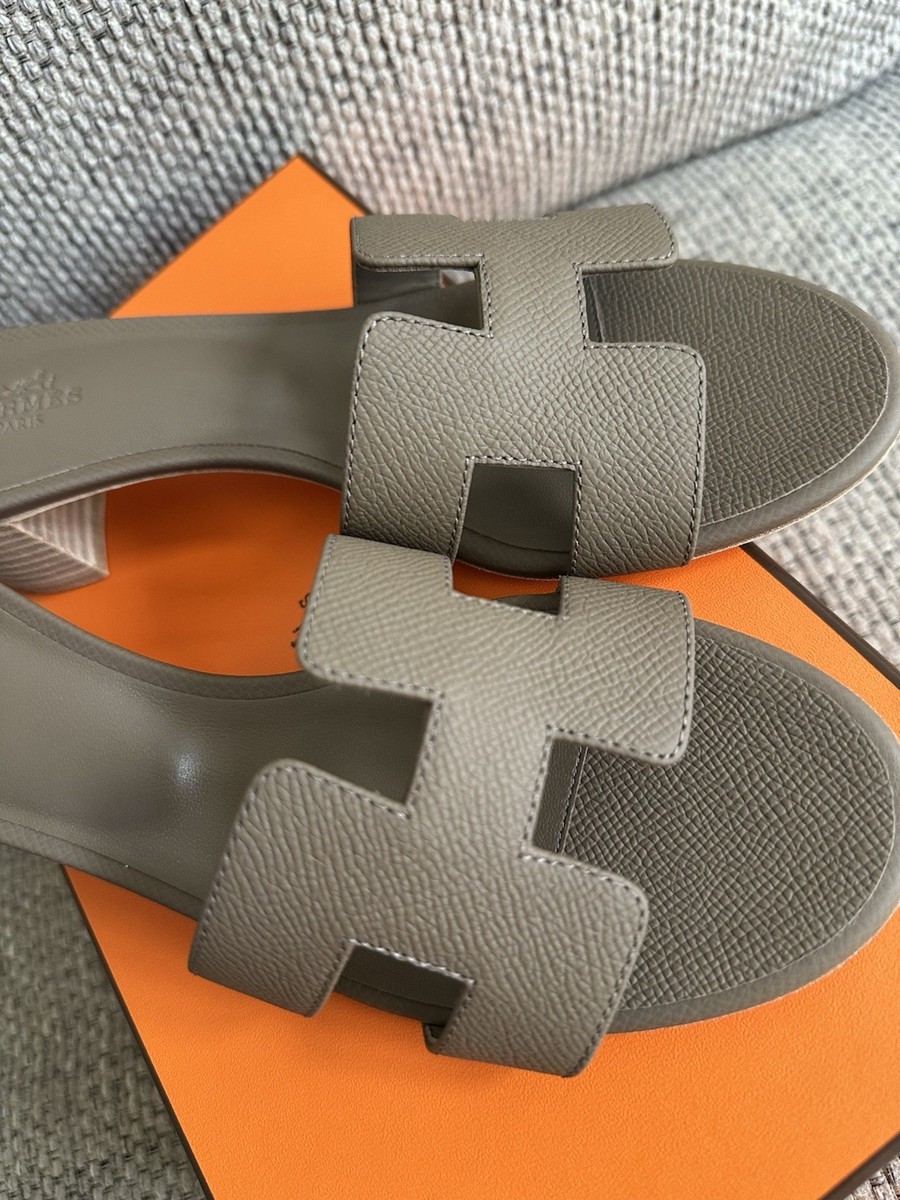 Size 37EU Brand New Hermès Etoupe Epsom Calfskin Oasis Sandals | eBay