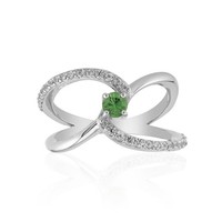 Cavill Silberring Tsavorit 0,19Ct Zirkone 0,395Ct Platiniert Damen