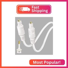 Bangun White Toslink Digital Optical Audio Cable 6ft, Slim Optical TV Cord, Fibe