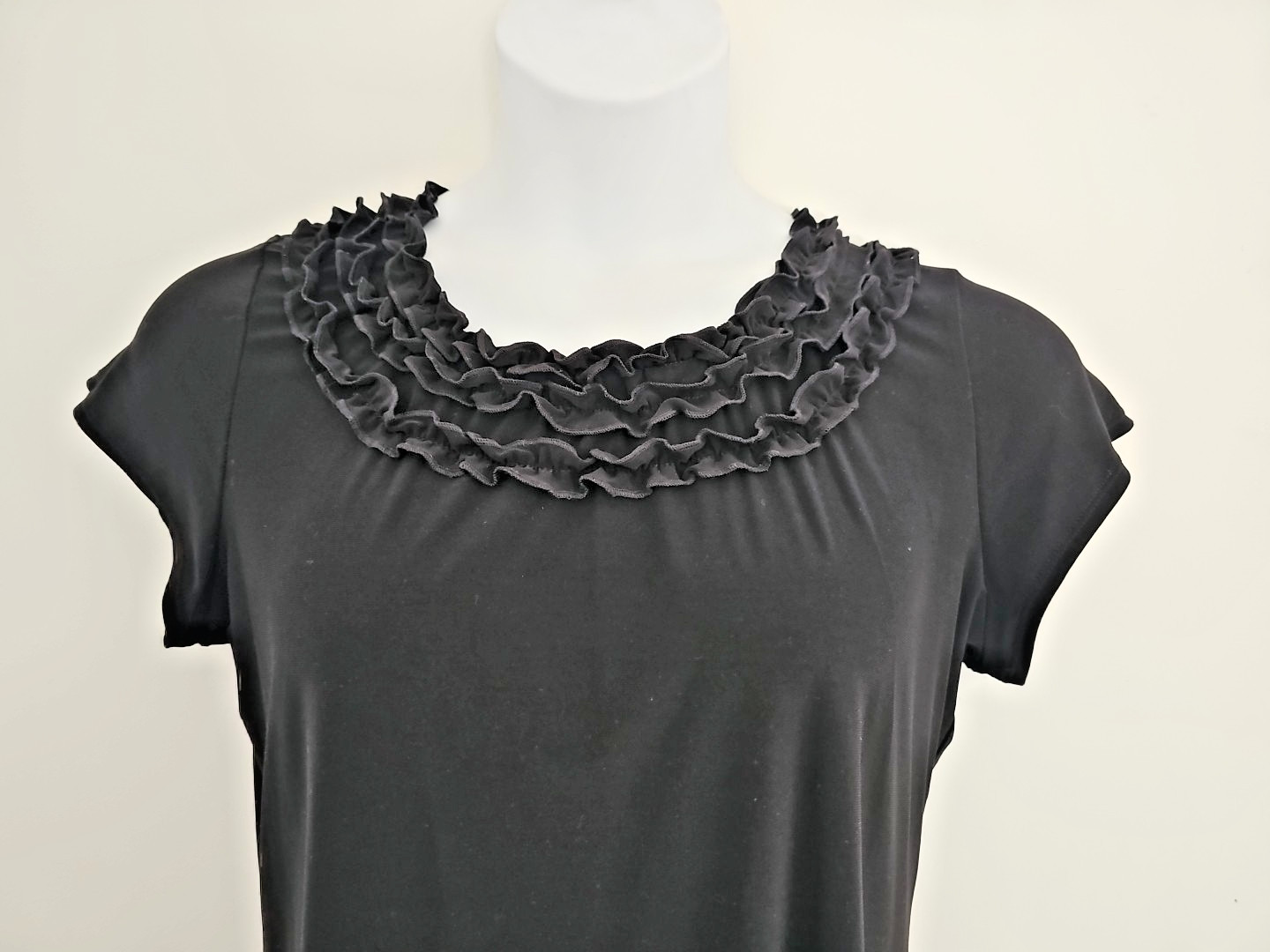 Notation Pullover Black Top Blouse Round Ruffle N… - image 4