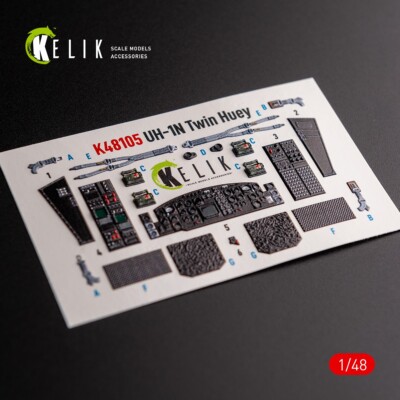 1/48 Kelik K48105 UH-1N ''Twin Huey'' -  interior 3D decals for Zimi Model/KittyH