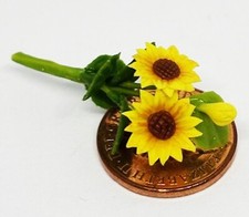 Dolls House Sunflowers Bunch Of 2 Miniature Flowers 1:12 Scale Garden T2 tumdee