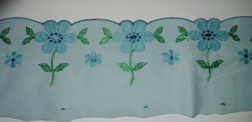 Lace 2.5 Yards Blue Embroidered Lace Trim Floral  4" Vintage Chaffin Layered - Picture 1 of 14