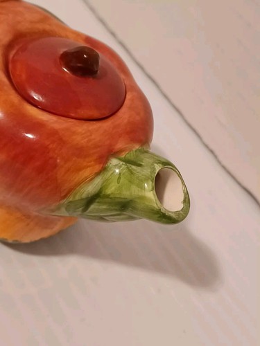 Miniature Ceramic Apple Shaped Tea Pot w/Lid and Handle - 2.5"H - Picture 6 of 12