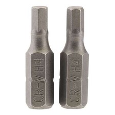 1x Pair Of Draper Chrome Vanadium 4mm 1/4" Hexagonal Insert Bit - 25mm Long