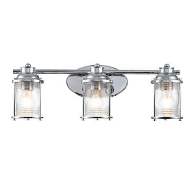 Elstead Ashland Bay Wandleuchte E27 3-fach Poliertes Chrom Klar gerippt IP44