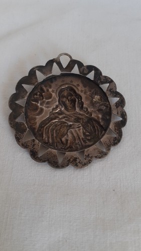 Antique old portuguese solid silver sterling medal medallion Our Lady Conception - Picture 5 of 6